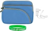 Non-OEM Amazon Kindle DX 9.7 Tri-Pocket Sleeve Case with Home Wall Charger - Blue