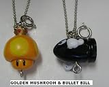 41X3quUcF5L. SL160  Nintendo Super Mario Kart Tiny Mini Figure Keychain with Zipper Pull Bullet Bill & Golden Mushroom SET