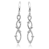 14k White Gold Filigree Drop Diamond Earrings (G-H, SI-I, 0.61 carat)