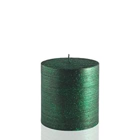  4 x 4 inch Metallic Green Scratch Pillar Candle