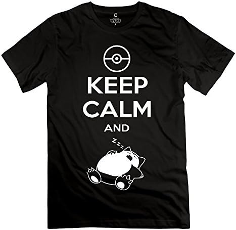 ZhiTian Men's Keep Calm Carry Snorlax Sleep Pokemon T-Shirt - S Black