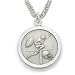 Sterling Silver 3/4" Round Football Player Medal with St. Christopher on the Back on 20" Chain