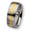 14K Gold Center Brushed Stainless Steel Ring (8.0 mm) - Sizes 6-13
