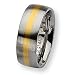 14K Gold Center Brushed Stainless Steel Ring (8.0 mm) - Sizes 6-13