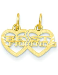 14K Gold Double Heart Best Friends Break Apart Charm