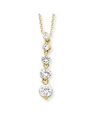 Sterling Silver 18in Vermeil CZ Journey Necklace. Metal Wt- 3g