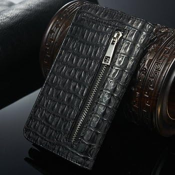 Alligator Finish Samsung Galaxy S6 Wallet and Case in Black, Soft Leather Case with Alligator Finish, Includes Full Wallet and Credit Card/ID Slots