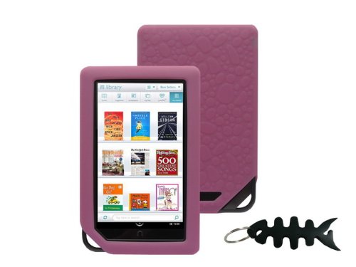 iShoppingdeals - for Barnes & Noble NOOK COLOR eBook Reader Tablet WiFi, Pink Soft Silicone Skin Case Cover And Smart Headphone Wrap