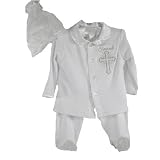 Bon Bebe - Bon Bebe Newborn Boys Heaven Sent 2pc Christening Footed Pants Set with Hat