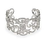Eve's Addiction Glamorous Intricate CZ Rose Cuff Bracelet