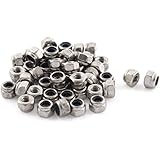 uxcell M3x0.5mm Metric Stainless Steel Nylon Insert Lock Hex Nuts 50pcs