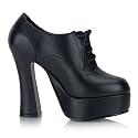 5 Inch Sexy High Heel Oxford Shoe Chunky Heel Lace-Up Platform Black Poly