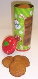 Gourmet Food : Scott's Cakes 1 lb. Christmas Ginger Snap Cookies in a Classic Green Christmas Canister