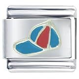 Baseball Cap Blue Sport Fashion Italian Charms Bracelet Link