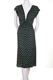 Jully Kang Sleeveless Ruched Shoulders Twisted Knot Plunging Neckline Small Hexagon Print Maxi Long Dress Blue Green Black
