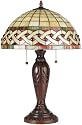 Erin Tiffany Shade Symmetrical Motif Table Lamp w/Red Glass Ball Accent
