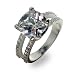 Jewelry : Eve's Addiction Sterling Silver Diamond Cubic Zirconia Engagement Ring