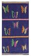 Butterflies Blue Multi 400 gram Luxury Plush Velour Jacquard Beach Towel 32x63 by Cotton Craft