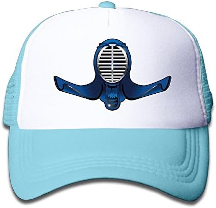Funny Fencing Mask Mesh Trucker Baseball Hat For Kid One Size SkyBlue