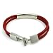 Red Four Cord Leather Bracelet With Stainless Steel T Clasp