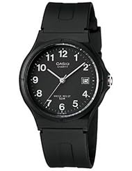 Casio Unisex MW59-1BV Black Resin Quartz Watch with Black Dial
