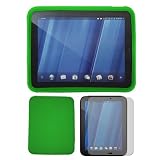 Premium Green Soft Silicone Skin Case + Clear Screen Protector for HP Touchpad 9.7