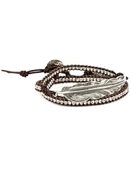 M.Cohen Handmade Designs Triple Wrap Bracelet with Sterling Silver Feather Charm