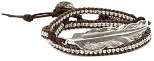 M.Cohen Handmade Designs Triple Wrap Bracelet with Sterling Silver Feather Charm