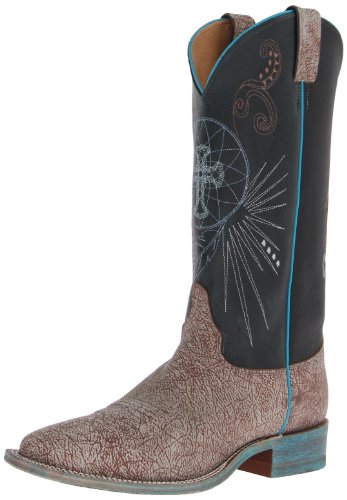 Justin Boots Women's U.S.A. Bent Rail Collection 13" Boot Wide Square Double Stitch Toe Leather Outsole,Blue Haze Cowhide/Sky Blue Burst,7.5 C US