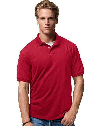 Hanes Men's 5.2 oz Hanes STEDMAN Blended Jersey Polo, M-Deep Red