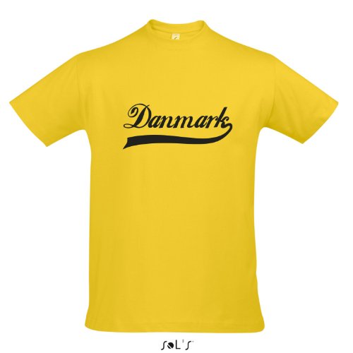 T-Shirt Dänemark Oldschool Danmark LÄNDERSHIRT EM / WM FAN Trikot S-XXL , Gold – schwarz , L