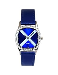 Boxx Analogue Scottish Flag Blue Leather Strap Ladies Dress Watch