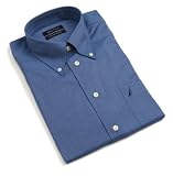 Nautica Mens Vintage Oxford Buttondown Oxford Contrast Logo Dress Shirt, Wash Blue