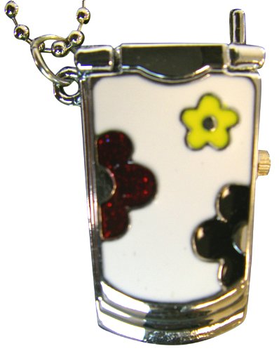 White Color Cell phone Watchh - Cell phone Necklace Watch (Pocket Watch)