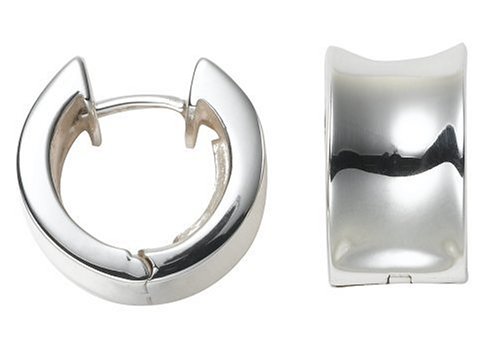 Sterling Silver Wide Concave Hoop Earrings by Zina