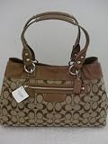 COACH KHAKI PENELOPE SIGNATURE SHOPPER PURSE 15533
