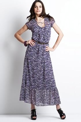 Indigo Collection Short Sleeve Floral Maxi Dress With Belt