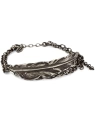 M.Cohen Handmade Designs Sterling Silver Feather On Mix Size Silver Chain Bracelet