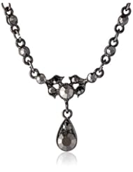 Downton Abbey "Jet Memento Boxed" Petite Belle Epoch Drop Hematite Accent Stones Pendant Necklace, 16"