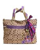 Coach Signature Poppy Applique Tartan Shopper Bag Purse Tote Khaki Multi Review