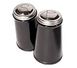 Oggi Salt and Pepper Shaker Set with Stainless Steel Tops, Black