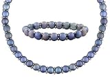 STERLING SILVER 8.5-10.5MM ENHANCED BLACK CULTURED FRESHWATER NECKLACE AND BRACELET SET