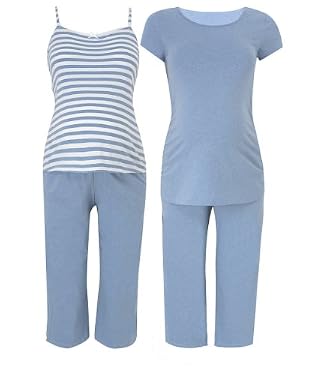 M2b Blue Marl 2 tops 1 Bottom Pyjama Set