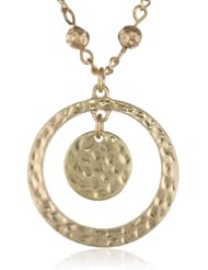 NINE WEST VINTAGE AMERICA "Be Mine - Gold" Worn Gold Coin Disc Pendant Necklace, 18"