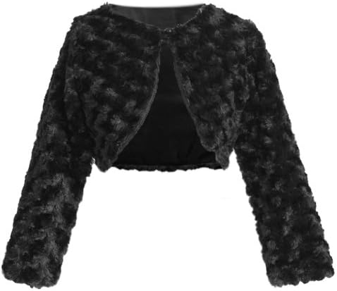 Sweet Kids Girls Swirl Pattern Faux Fur Bolero Jacket Shrug
