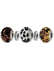 Sterling Silver Running Wild Boxed Charm Set for 3mm Bracelets
