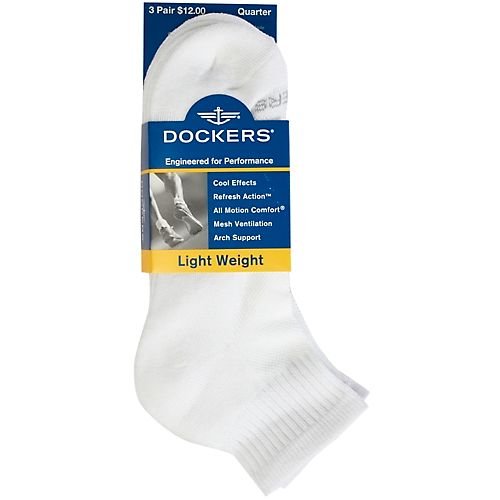 Dockers 3 Pack Light Weight Quarter Socks