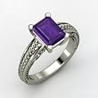 Emerald-Cut Amethyst Ring in 14K White Gold