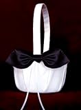 New elegant Black Satin Bow with White Wedding Bridal Flower girl basket New elegant Black Satin Bow with White Wedding Bridal Flower girl basket