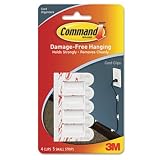 Cord Clip w/Adhesive, White, 4/Pack